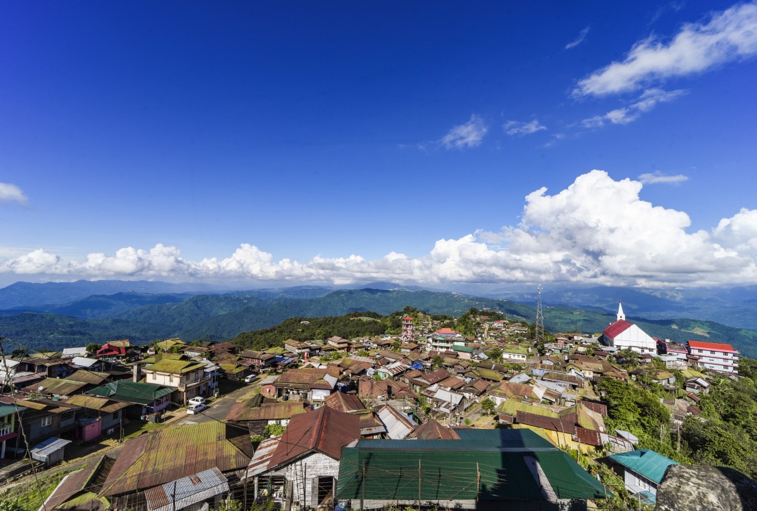 Panoramic view of Longkhum village and surrounding hills